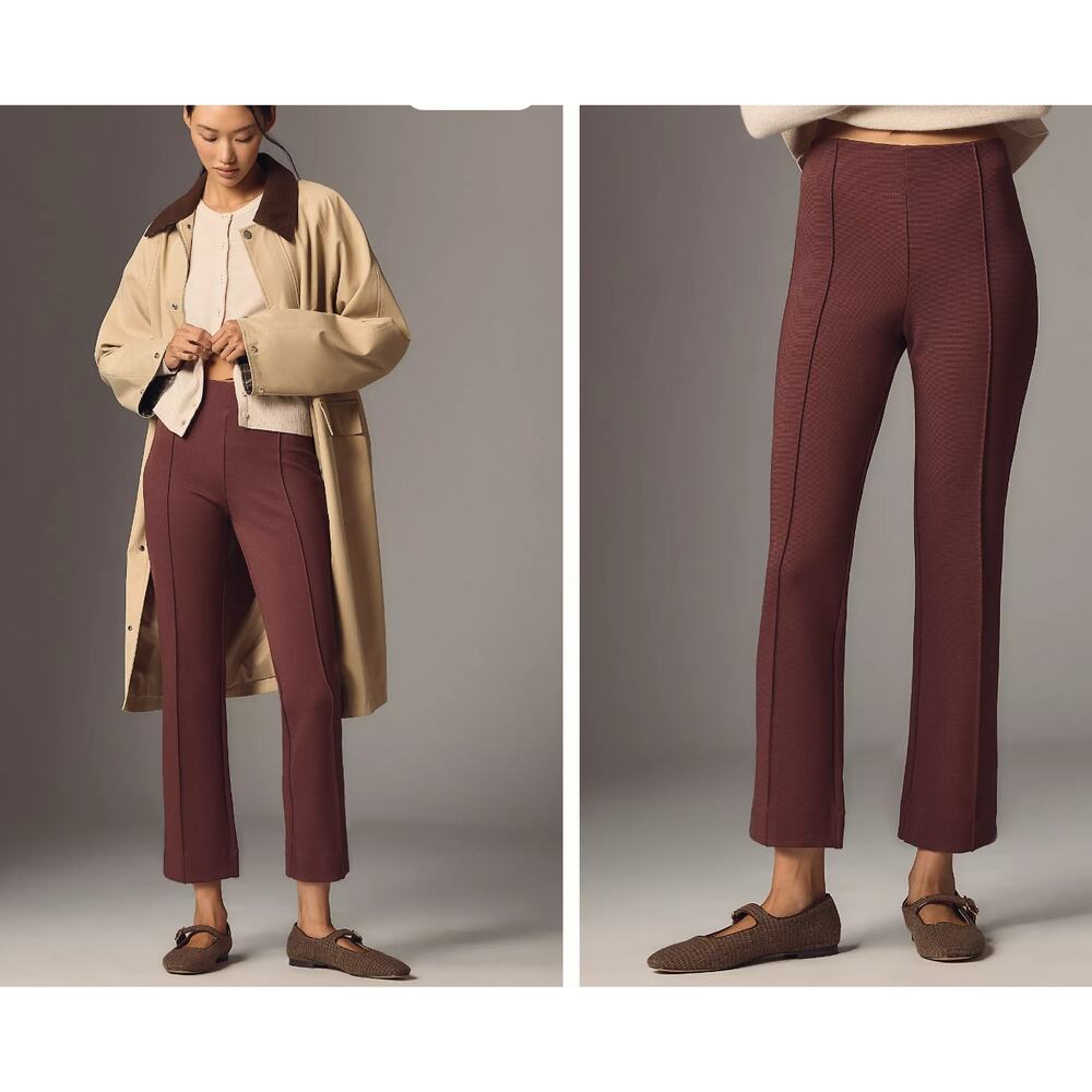 Maeve Poppy Kick-Flare Ankle Pants Women Size M Burgundy Excellent Pull-On 2290
